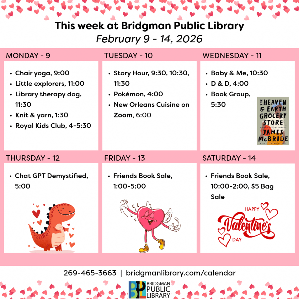 Programs for December February 9 - 14. Click to see our program calendar for more information.