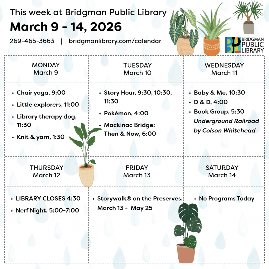 Programs for December March 9 - 14. Click to see our program calendar for more information.