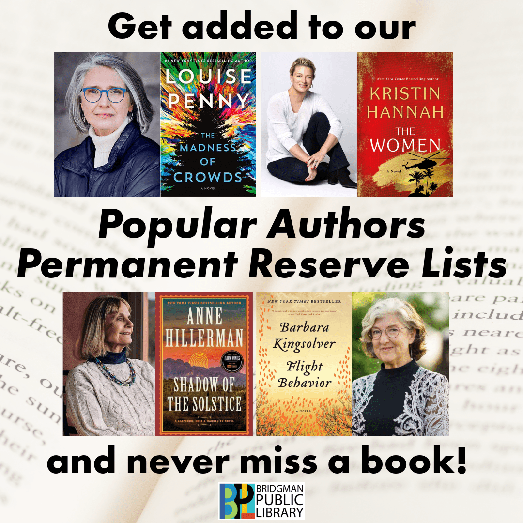 Get added to our Popular Author Permanent Reserve List and never miss a book!